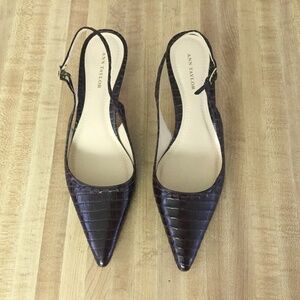 Ann Taylor Brown Slingbacks Brown Croc Kitten Heels Excellent